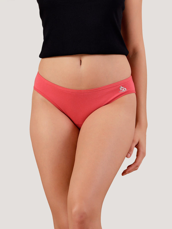 Reeva Low Waist Bikini Panties for Women | Pack of 3-RUST RUST RUST