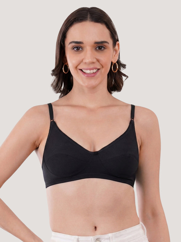 Kalyani Rinni Non Padded Everyday Cotton Bra with Minimal Lace Details | Pack of 5 SKIN  SKIN  WHITE  WHITE  BLACK