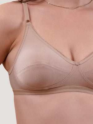 Kalyani Rinni Non Padded Everyday Cotton Bra with Minimal Lace Details | FAWN FAWN FAWN FAWN FAWN Pack of 5