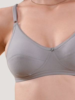 Kalyani Rinni Non Padded Everyday Cotton Bra with Minimal Lace Details |ONION ONION GREY GREY FAWN Pack of 5