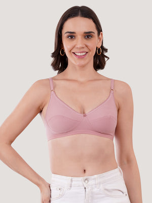 Kalyani Rinni Non Padded Everyday Cotton Bra with Minimal Lace Details | SKIN &GREY & ONION & FAWN & WHITE Pack of 5