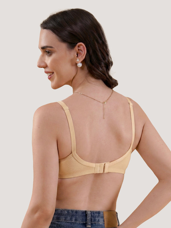 Kalyani Rinni Non Padded Everyday Cotton Bra with Minimal Lace Details |SKIN SKIN SKIN SKIN SKIN Pack of 5