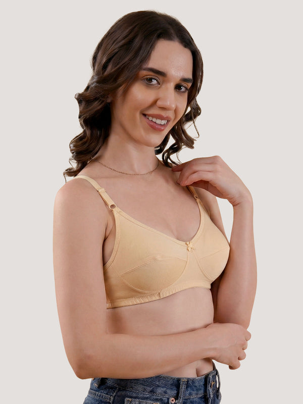 Kalyani Rinni Non Padded Everyday Cotton Bra with Minimal Lace Details |SKIN SKIN SKIN SKIN SKIN Pack of 5