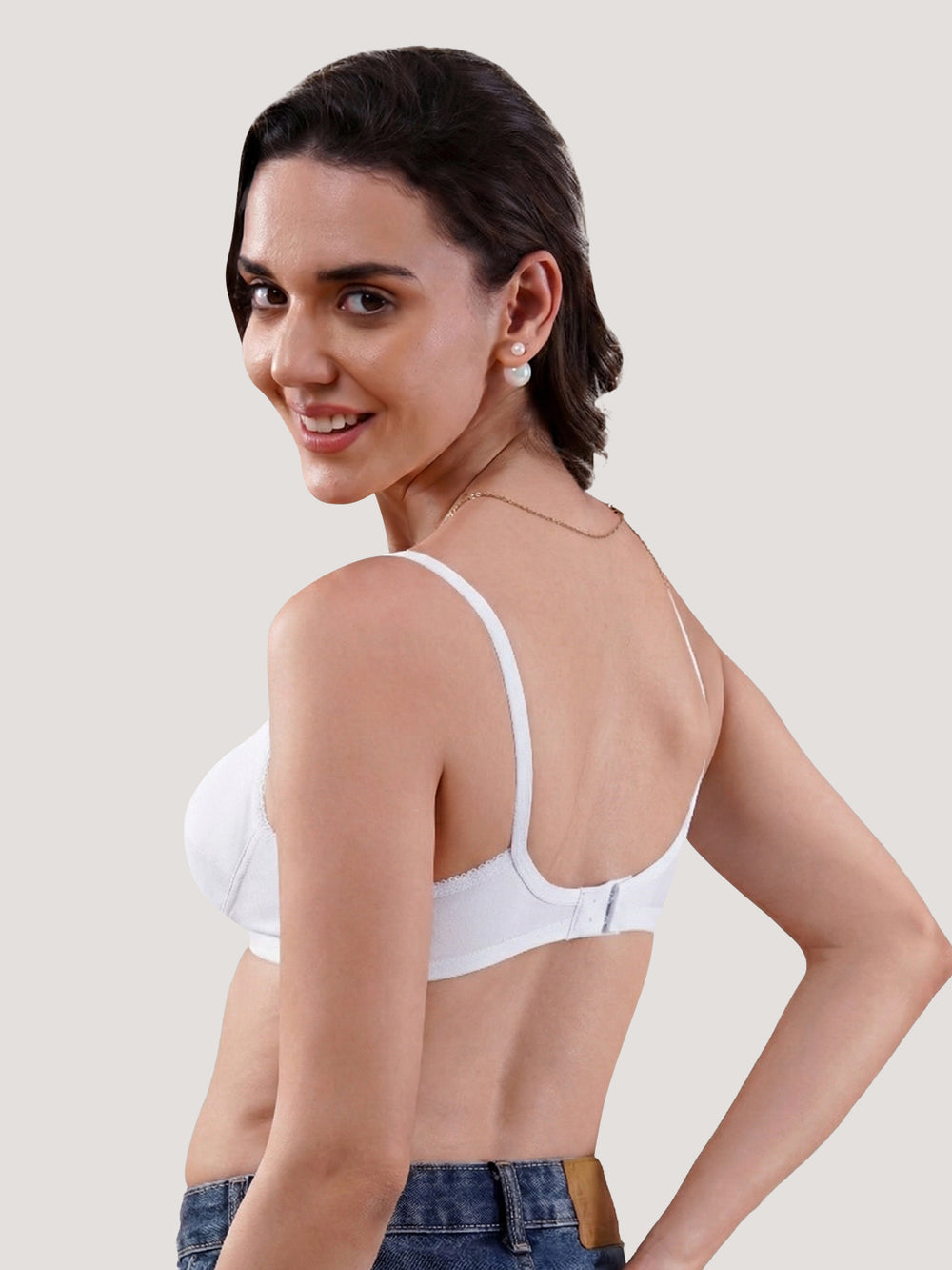 Kalyani Rinni Non Padded Everyday Cotton Bra with Minimal Lace Details |ONION SKIN WHITE BLACK FAWN Pack of 5