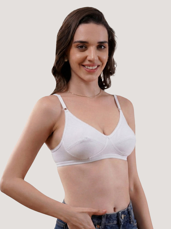 Kalyani Rinni Non Padded Everyday Cotton Bra with Minimal Lace Details |ONION GREY FAWN WHITE BLACK Pack of 5