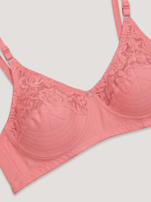 Deepali Non Padded Everyday Lace Bra | Pack of 3-MAROON ROSE SKY BLUE