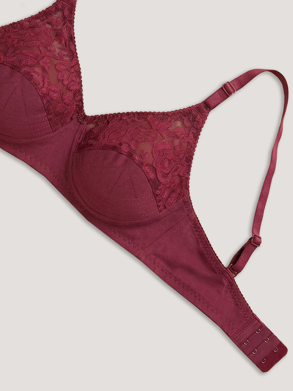 Deepali Non Padded Everyday Lace Bra | Pack of 3-ROSEBUD ROSEBUD ROSEBUD