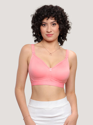 Kalyani Ashley Double Layered Seamless Cups Full Coverage Cotton Lycra Bra | Pack of 2 |ROSE GREY