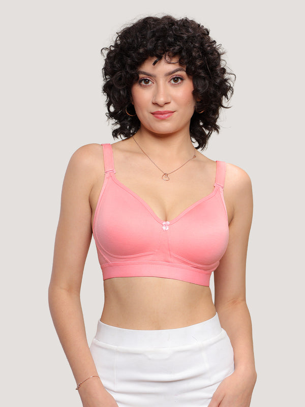 Kalyani Ashley Double Layered Seamless Cups Full Coverage Cotton Lycra Bra | Pack of 2 |ROSE GREY