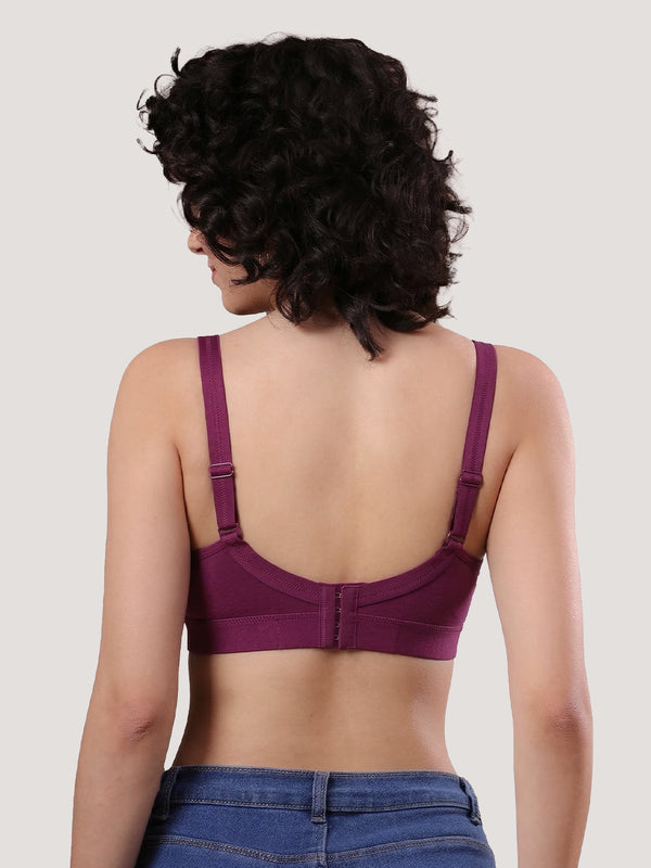 Kalyani Ashley Double Layered Seamless Cups Full Coverage Cotton Lycra Bra | Pack of 2 |ROSEBUD WHITE