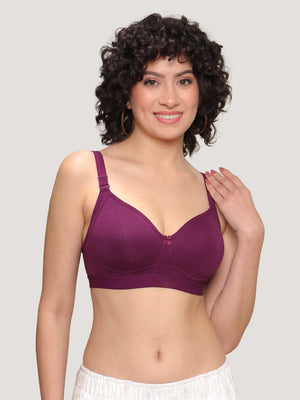 Kalyani Ashley Double Layered Seamless Cups Full Coverage Cotton Lycra Bra | Pack of 2 |ROSEBUD WHITE