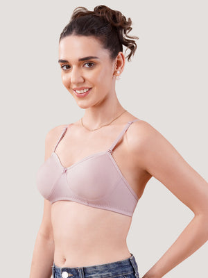 K LINGERIE Roxy Girl's Non Padded Multiway Straps Demi Cup Balconette Bra-CREPE BLACK