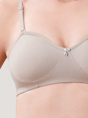 K LINGERIE Roxy Girl's Non Padded Multiway Straps Demi Cup Balconette Bra-GREY CREPE