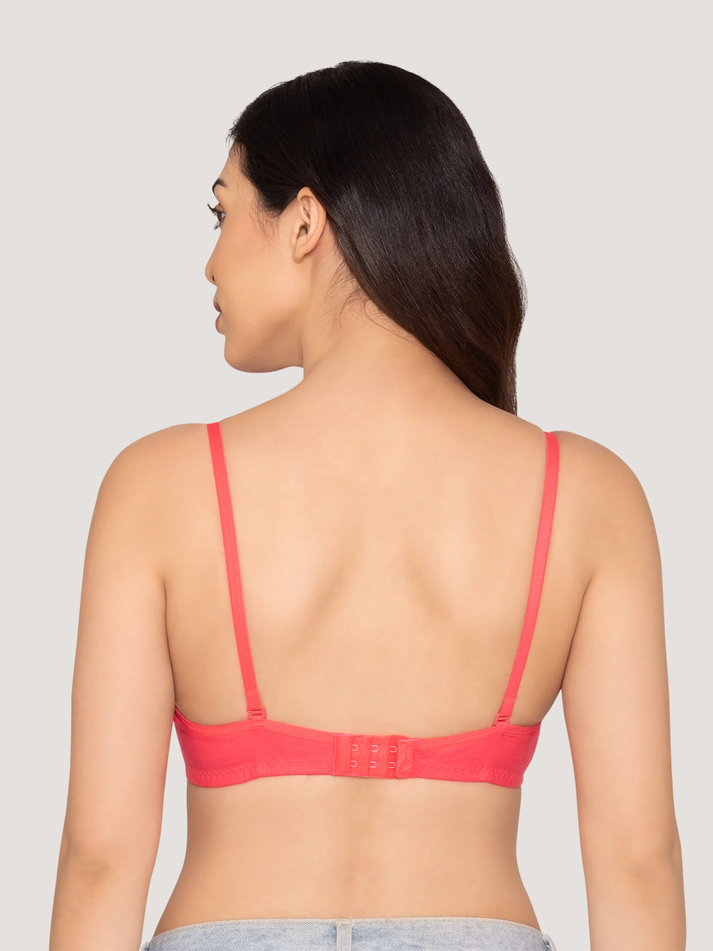 K LINGERIE Roxy Girl's Non Padded Multiway Straps Demi Cup Balconette Bra-HOT PINK U.SKIN