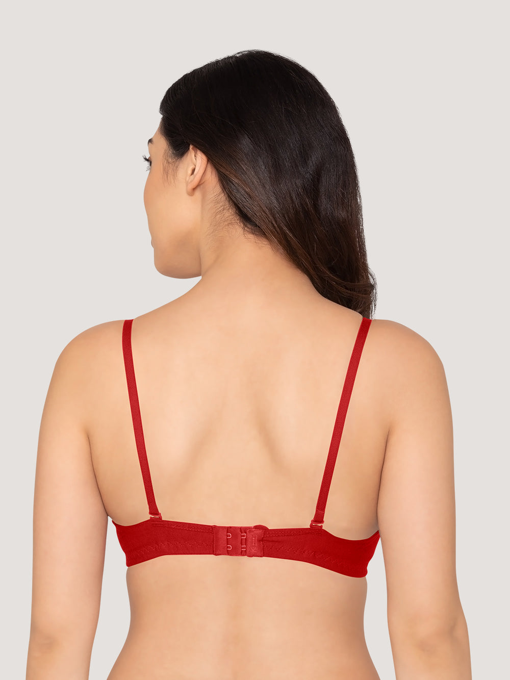 K LINGERIE Roxy Girl's Non Padded Multiway Straps Demi Cup Balconette Bra-RED RED