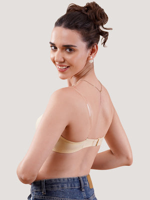K LINGERIE Roxy Girl's Non Padded Multiway Straps Demi Cup Balconette Bra-GREY U.SKIN