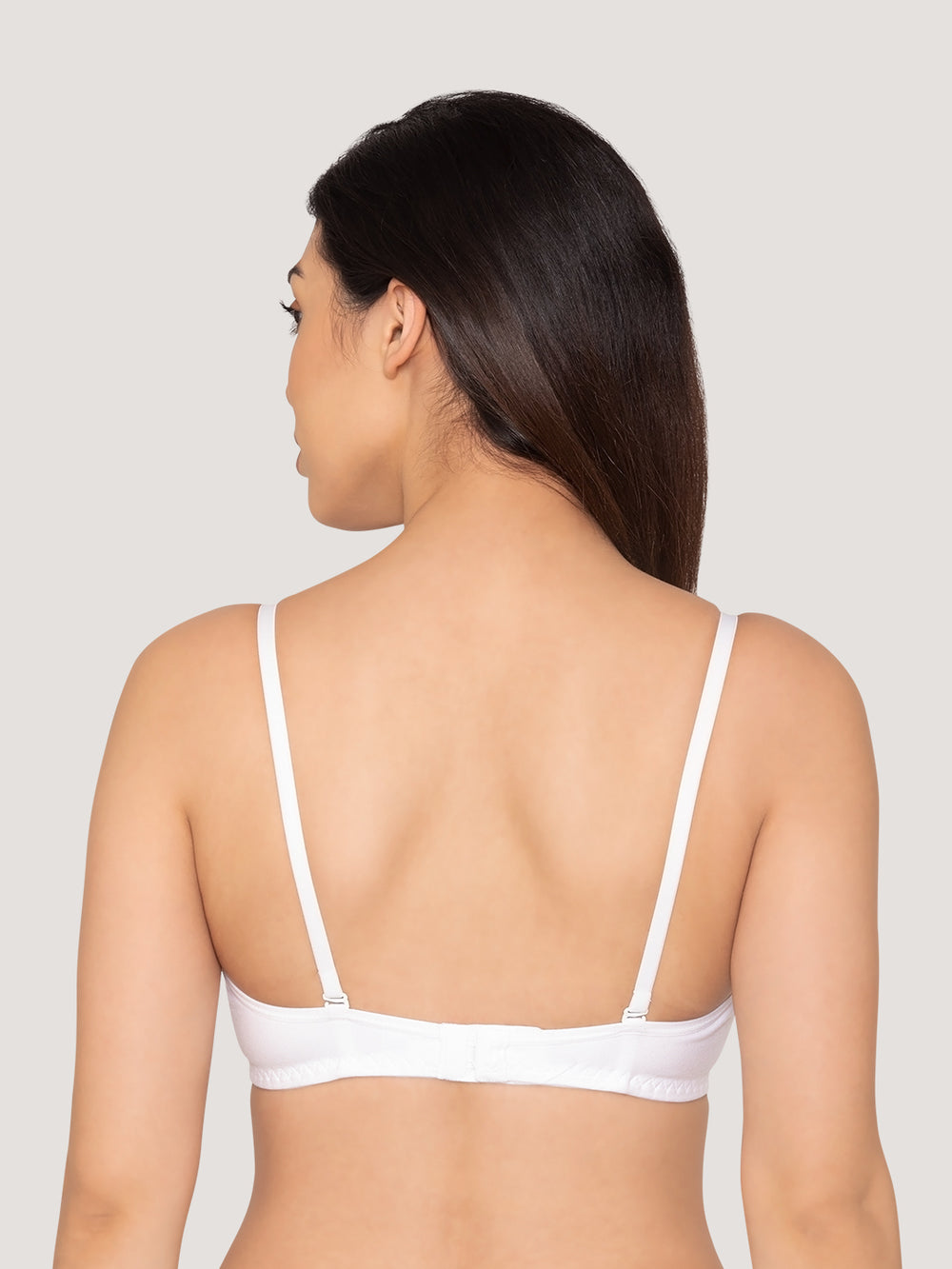 K LINGERIE Roxy Girl's Non Padded Multiway Straps Demi Cup Balconette Bra-GREY WHITE