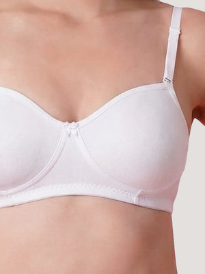 K LINGERIE Roxy Girl's Non Padded Multiway Straps Demi Cup Balconette Bra-BLACK WHITE