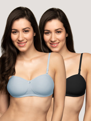 Selena Demi Cup Tube Bra/T-Shirt Bra Pack of 2-S.BLUE BLACK