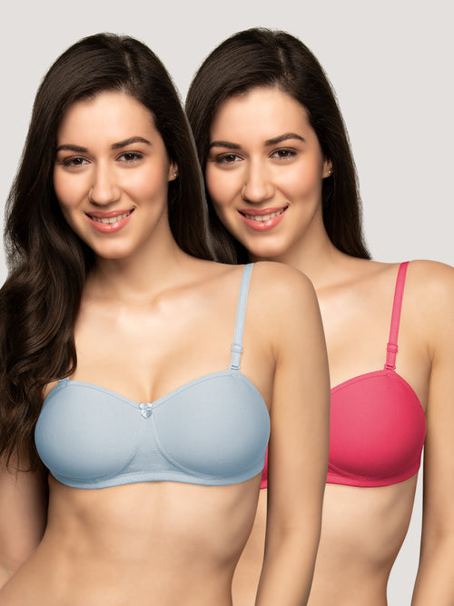 Selena Demi Cup Tube Bra/T-Shirt Bra Pack of 2-S.BLUE HOT PINK