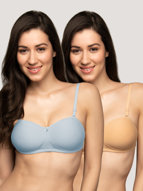 Selena Demi Cup Tube Bra/T-Shirt Bra Pack of 2-S.BLUE NUDE