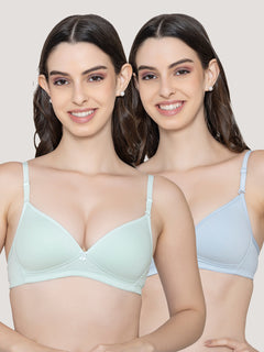 K LINGERIE Orchid Plunge Neck Soft Padded Detachable Straps Low Back Bra for Women & Girls- S.BLUE 107 SEA GREEN