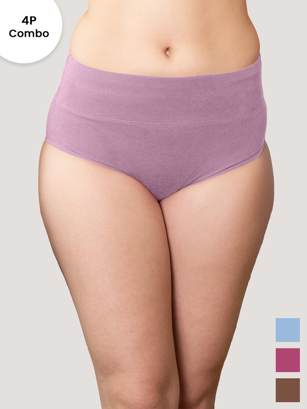 ISAC High Waist Tummy Control Panties for Woman | Pack of 4-SBLE MV RBD BRW