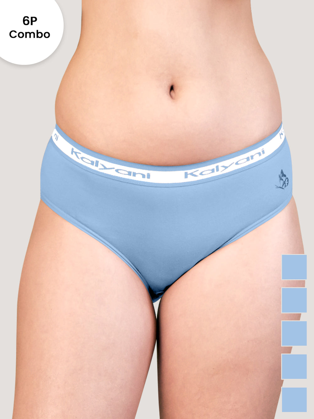 Jazzie Mid Waist Cotton Hipster for Women Pack of 6-SBLE SBLE SBLE SBLE SBLE SBLE