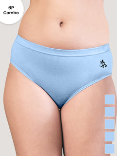 Eve Women's Cotton Lycra Seamless Bikini Panty | Pack of 6-SBLE SBLE SBLE SBLE SBLE SBLE