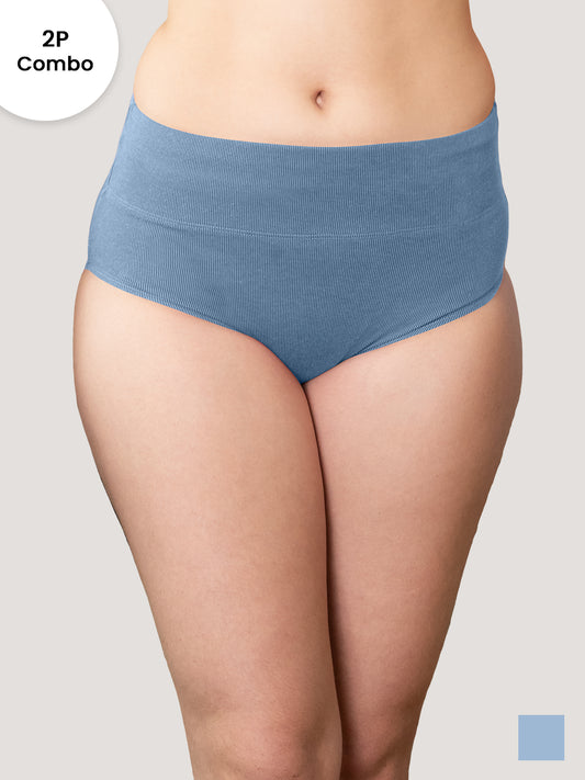 Isac High Waist Panties for Woman | Pack of 2-S.BLUE S.BLUE