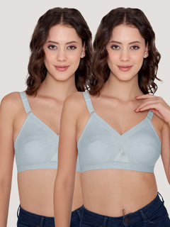 Kalyani Vega Ultimate Support Cross-Front Full Coverage Rich Cotton Bra with Side-Elastic Lift (C-F Cups) | Pack of 2 |S.BLUE S.BLUE