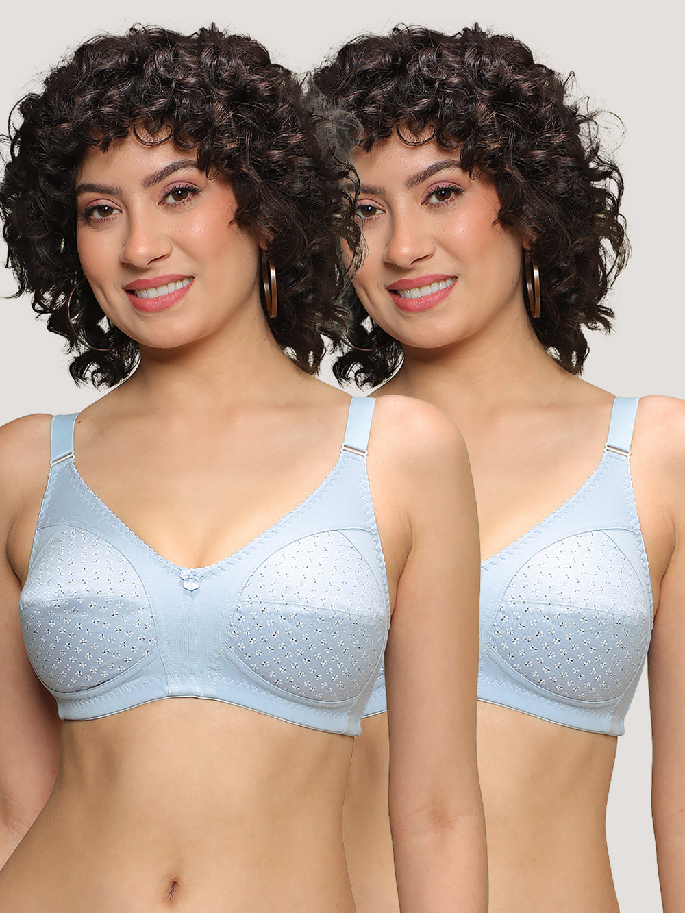 Kalyani Nitara Non Padded Wirefree Cups Full Coverage Everyday Cotton Bra | Pack of 2- S.BLUE S.BLUE