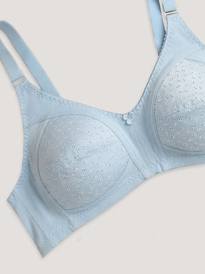 Kalyani Nitara Non Padded Wirefree Cups Full Coverage Everyday Cotton Bra | Pack of 2- S.BLUE S.BLUE