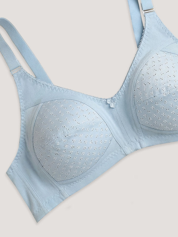 Kalyani Nitara Non Padded Wirefree Cups Full Coverage Everyday Cotton Bra | Pack of 2- S.BLUE S.BLUE
