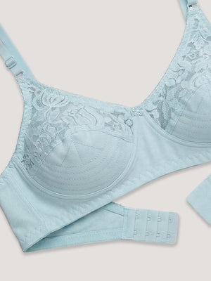 Deepali Non Padded Everyday Lace Bra | Pack of 3-ROSE BLACK SKY BLUE