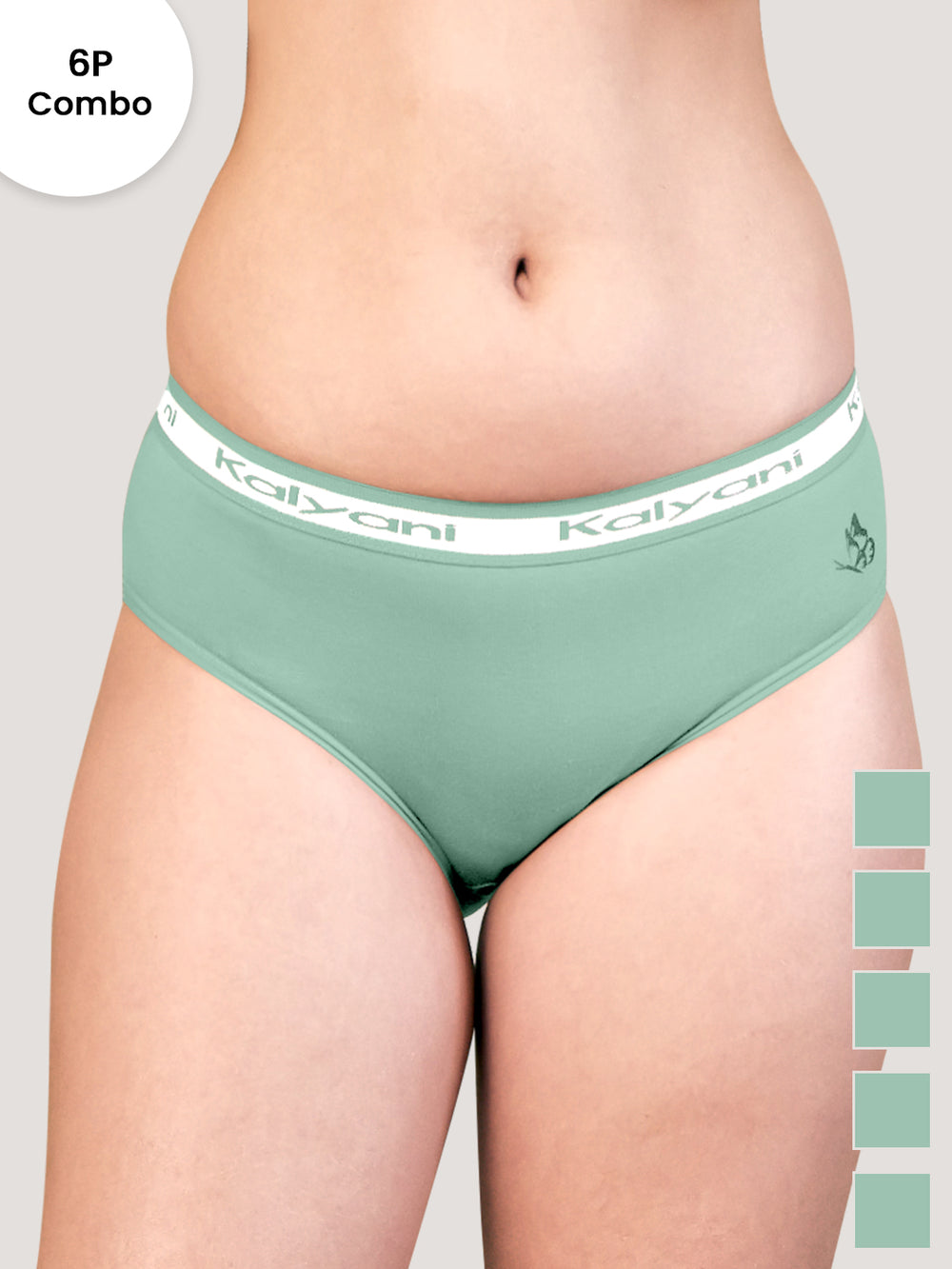 Jazzie Mid Waist Cotton Hipster for Women Pack of 6-SGR SGR SGR SGR SGR SGR