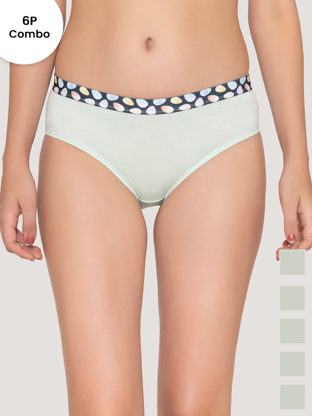 Berry Girl's Low Waist Printed Waistband Panties Pack of 6-SGR SGR SGR SGR SGR SGR