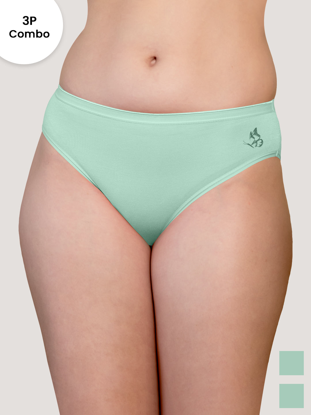 Snow Mid Waist Hipster Panties | Pack of 3-SEA GREEN SEA GREEN SEA GREEN