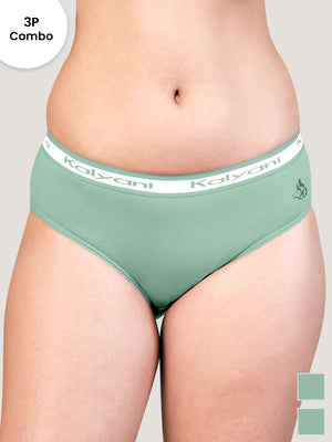 Jazzie Mid Waist Hipster Underwear | Pack of 3-SEA GREEN SEA GREEN SEA GREEN