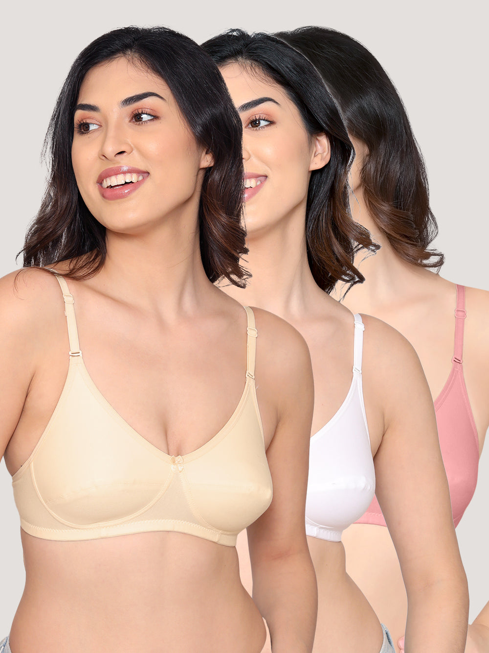Wamika Fuller Cups Everyday Bra | Pack of 3- SKIN ONION WHITE