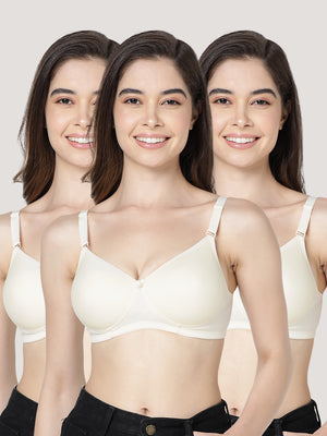 Cherry Full Coverage Lightly Padded Everyday Bra | Pack of 3-SKIN SKIN SKIN