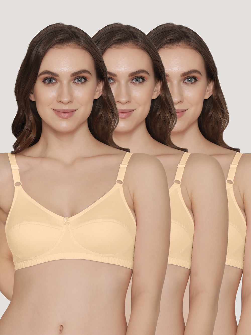 K LINGERIE Manvi Women's Non Padded Wirefree Cotton Everyday Bra-SKIN SKIN SKIN