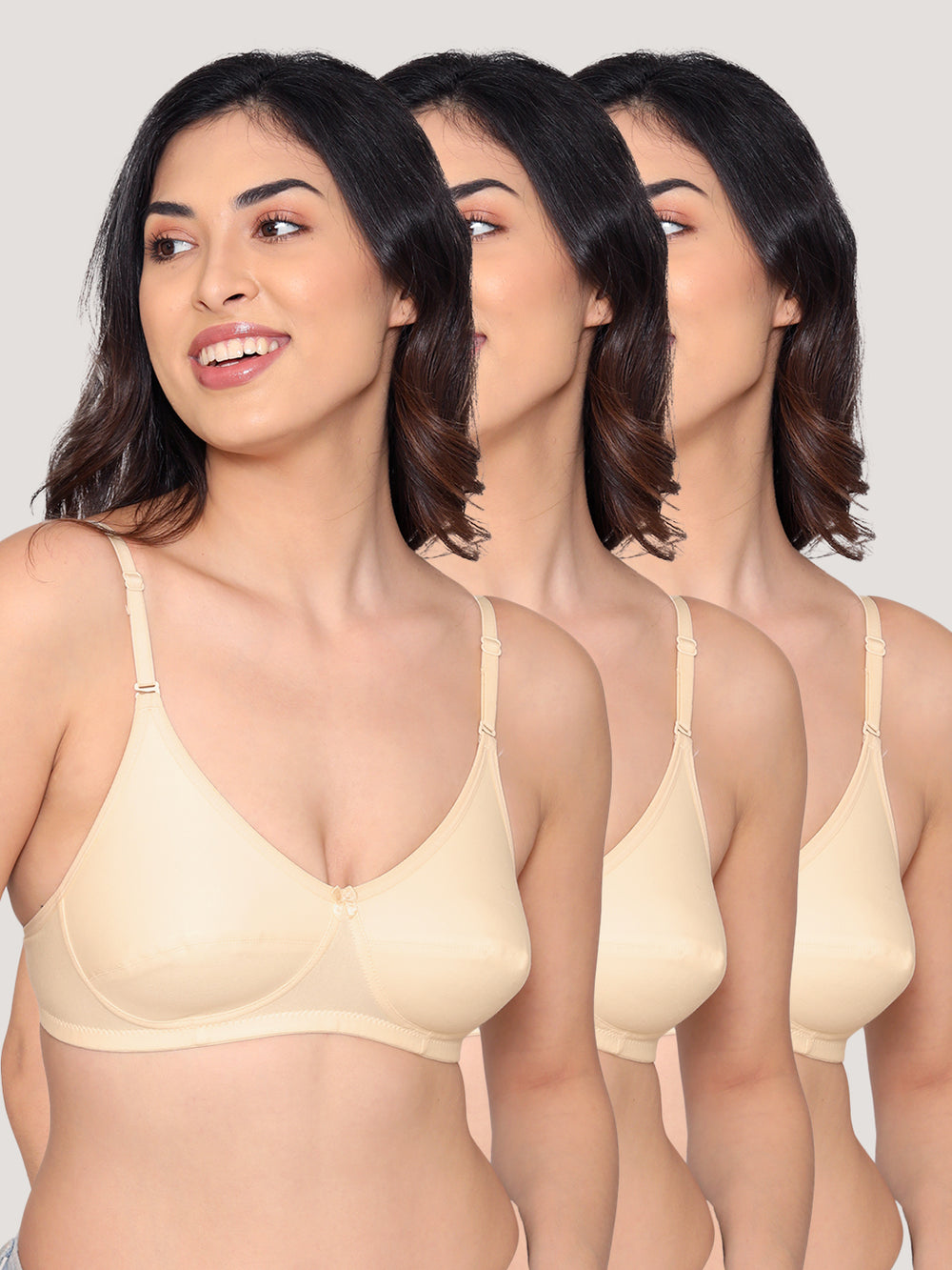 Wamika Fuller Cups Everyday Bra | Pack of 3-SKIN SKIN SKIN