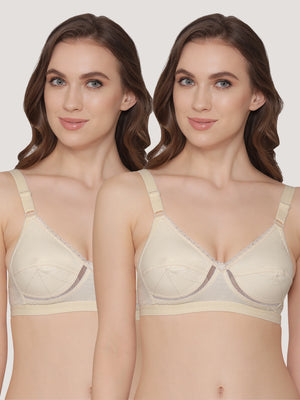 Diksha Full Coverage Double Layered Cups Everyday Bra | Pack of 2-SKIN SKIN