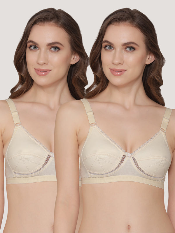 Diksha Full Coverage Double Layered Cups Everyday Bra | Pack of 2-SKIN SKIN