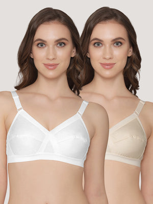 K LINGERIE Cross Care Women's Full Coverage Non Padded Wirefree Minimizer Bra-SKIN WHITE