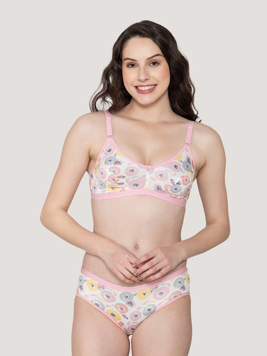 Samara Everyday Printed Lingerie Set-BABY PINK