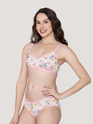 Samara Everyday Printed Lingerie Set-BABY PINK