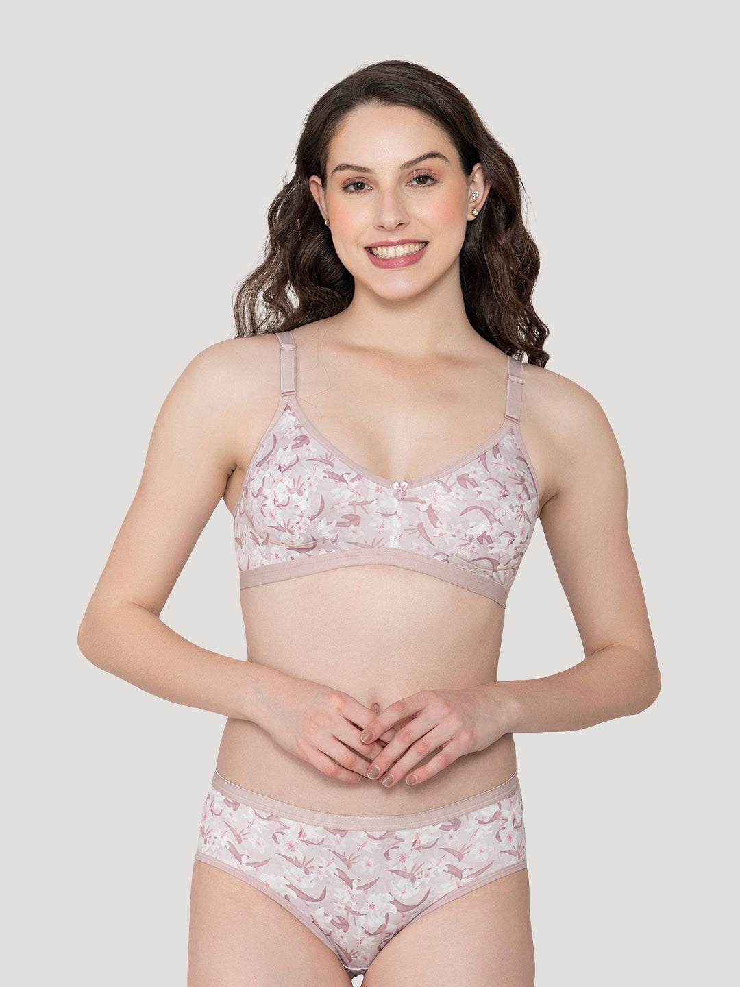 Samara Everyday Printed Lingerie Set-FAWN