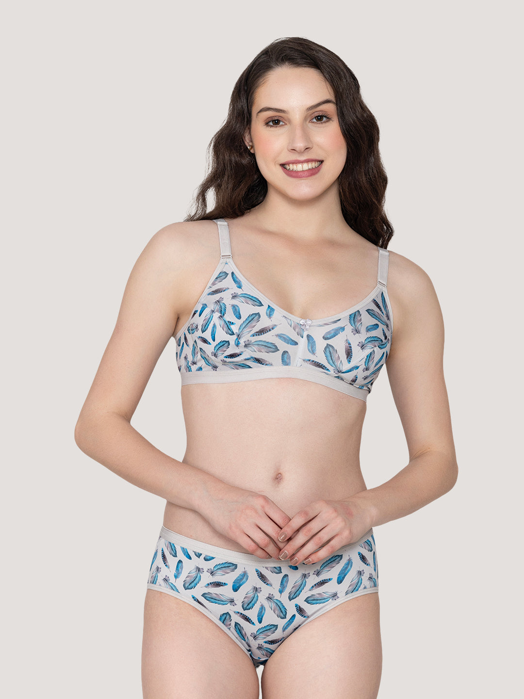 Samara Everyday Printed Lingerie Set-L.GREY